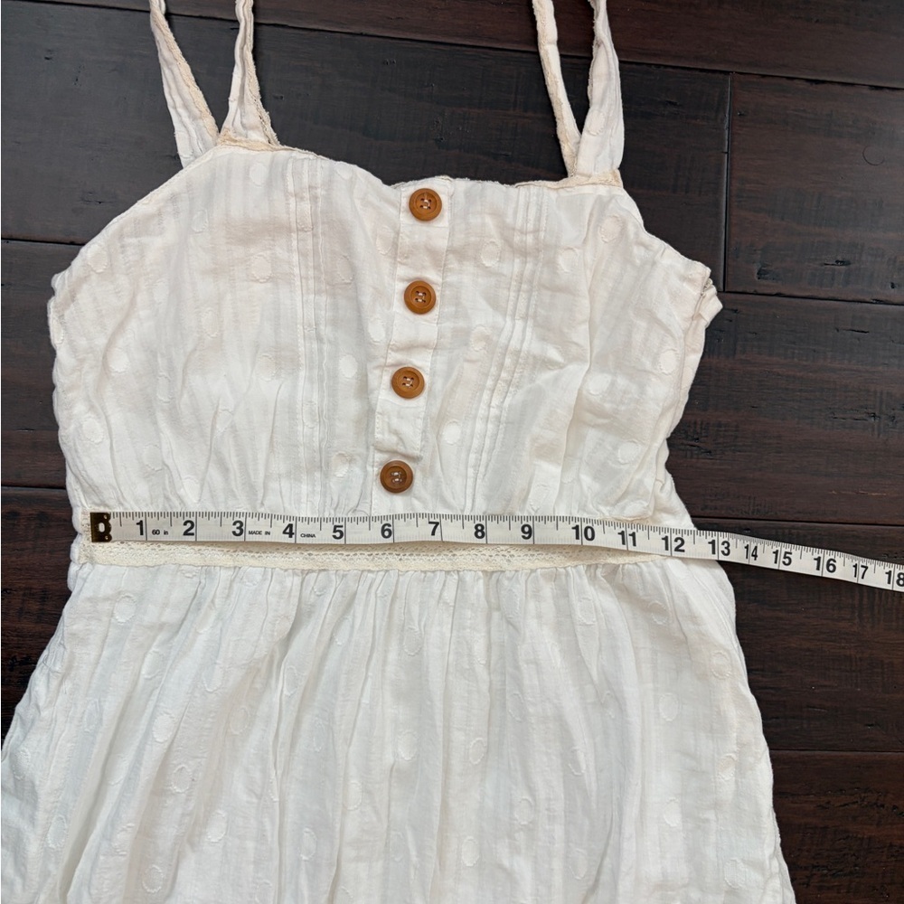 White cotton midi dress with lace detail size M cottagecore whimsical farmhand - Picture 5 of 8